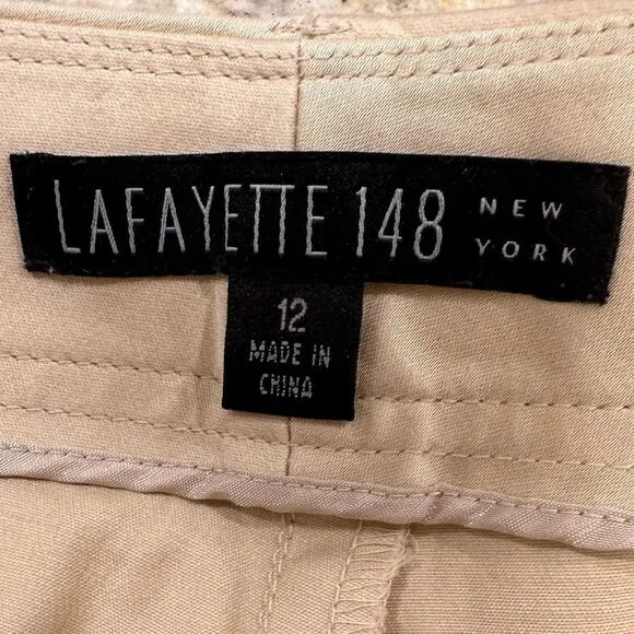 LAFAYETTE 148 NY Manhattan Bermuda Shorts Khaki Tan Beige Size 12
