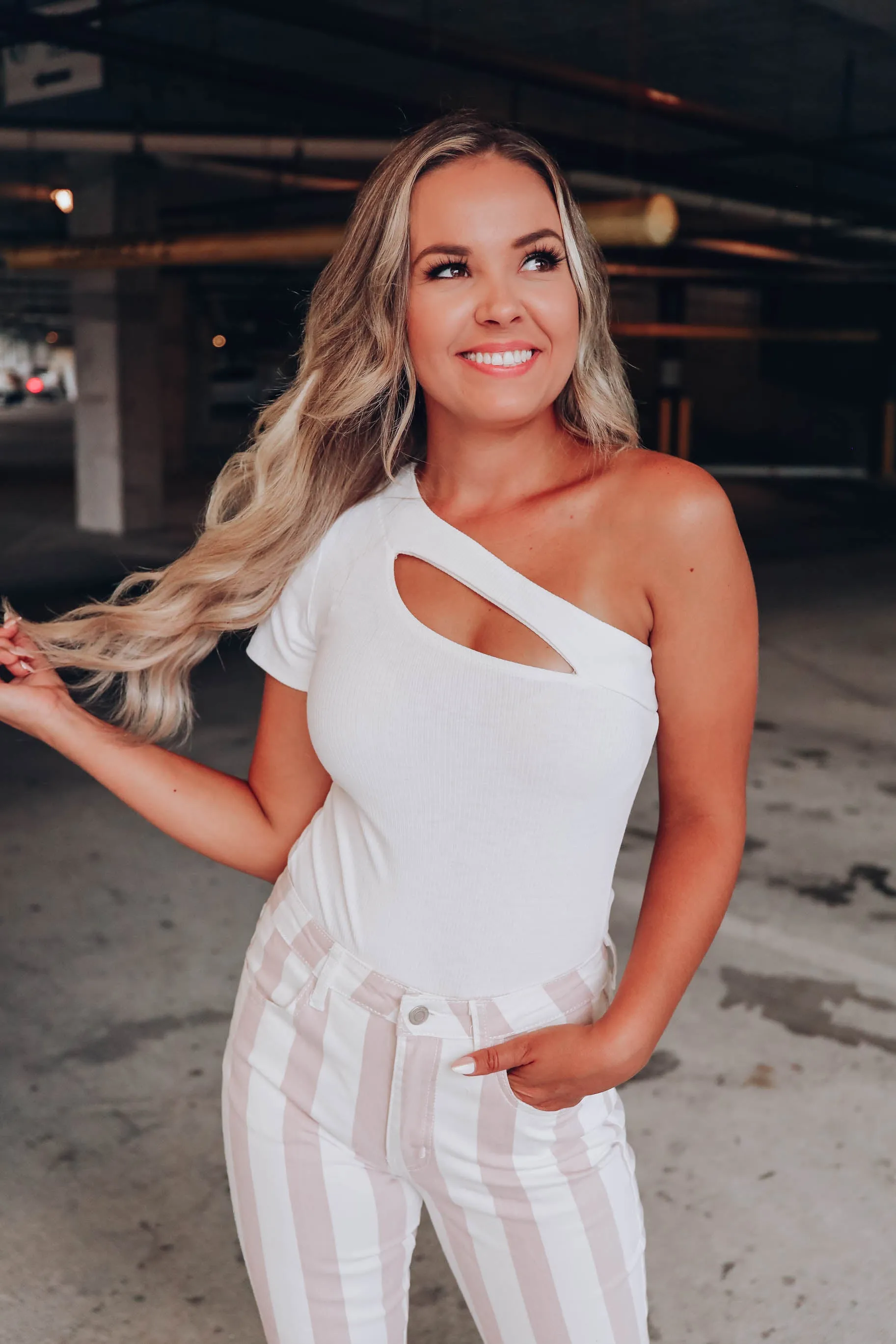 Lainey Cutout One-shoulder Bodysuit - Ivory