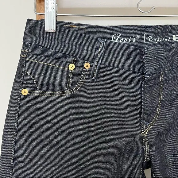 [levi’s capital E] nwot premium dark wash tailored bermuda denim jean shorts 26