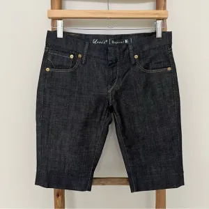 [levi’s capital E] nwot premium dark wash tailored bermuda denim jean shorts 26
