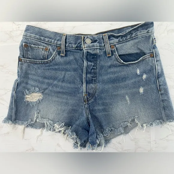 LEVIS Distressed 501 ORIGINAL FIT HIGH RISE SHORTS