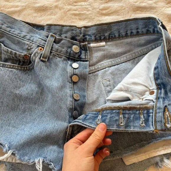 Levi's Light Blue Denim High Waisted Jean Shorts