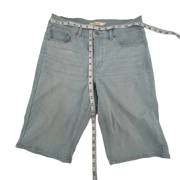 Levi's Rhinestone Embellished Distressed Bermuda Jean Shorts Size 28 Women’s