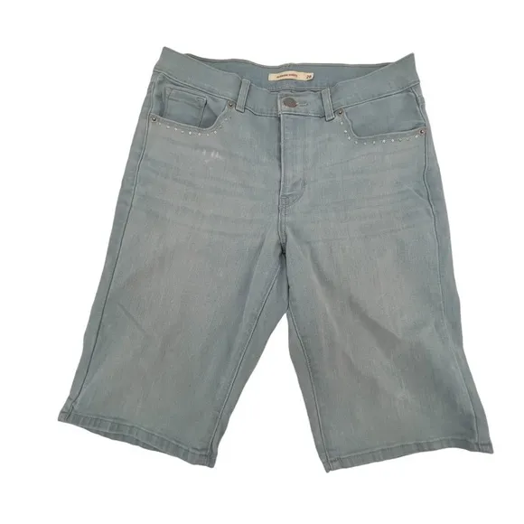 Levi's Rhinestone Embellished Distressed Bermuda Jean Shorts Size 28 Women’s