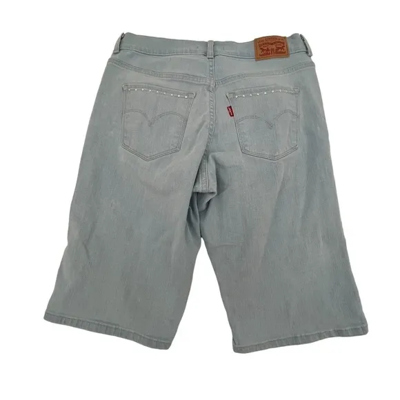Levi's Rhinestone Embellished Distressed Bermuda Jean Shorts Size 28 Women’s