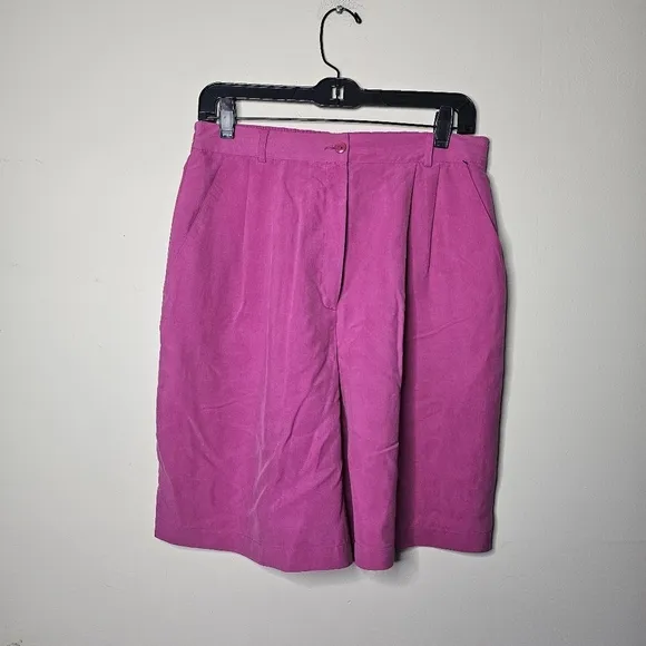 Liz Claiborne Collection Tropical Punch Pink High Waisted Silk Shorts Size 12