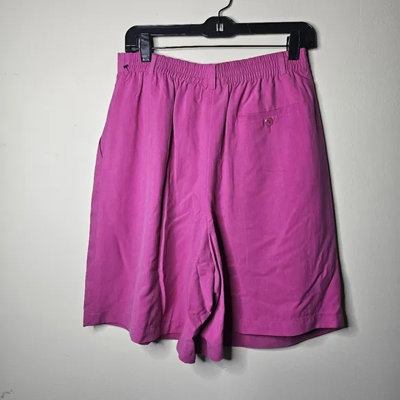 Liz Claiborne Collection Tropical Punch Pink High Waisted Silk Shorts Size 12