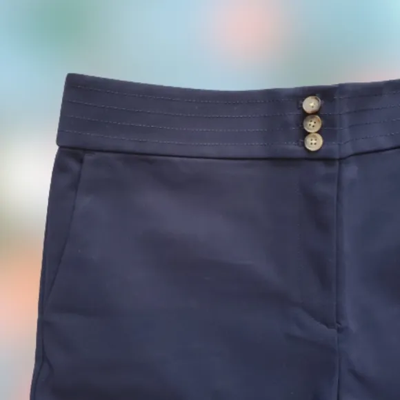 LOFT high waist triple button shorts, 40&quot;, blue