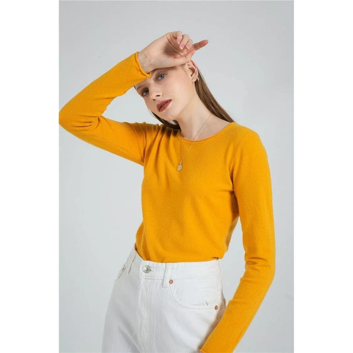 Long Sleeve Pure Color Knitted Sweater Pullover