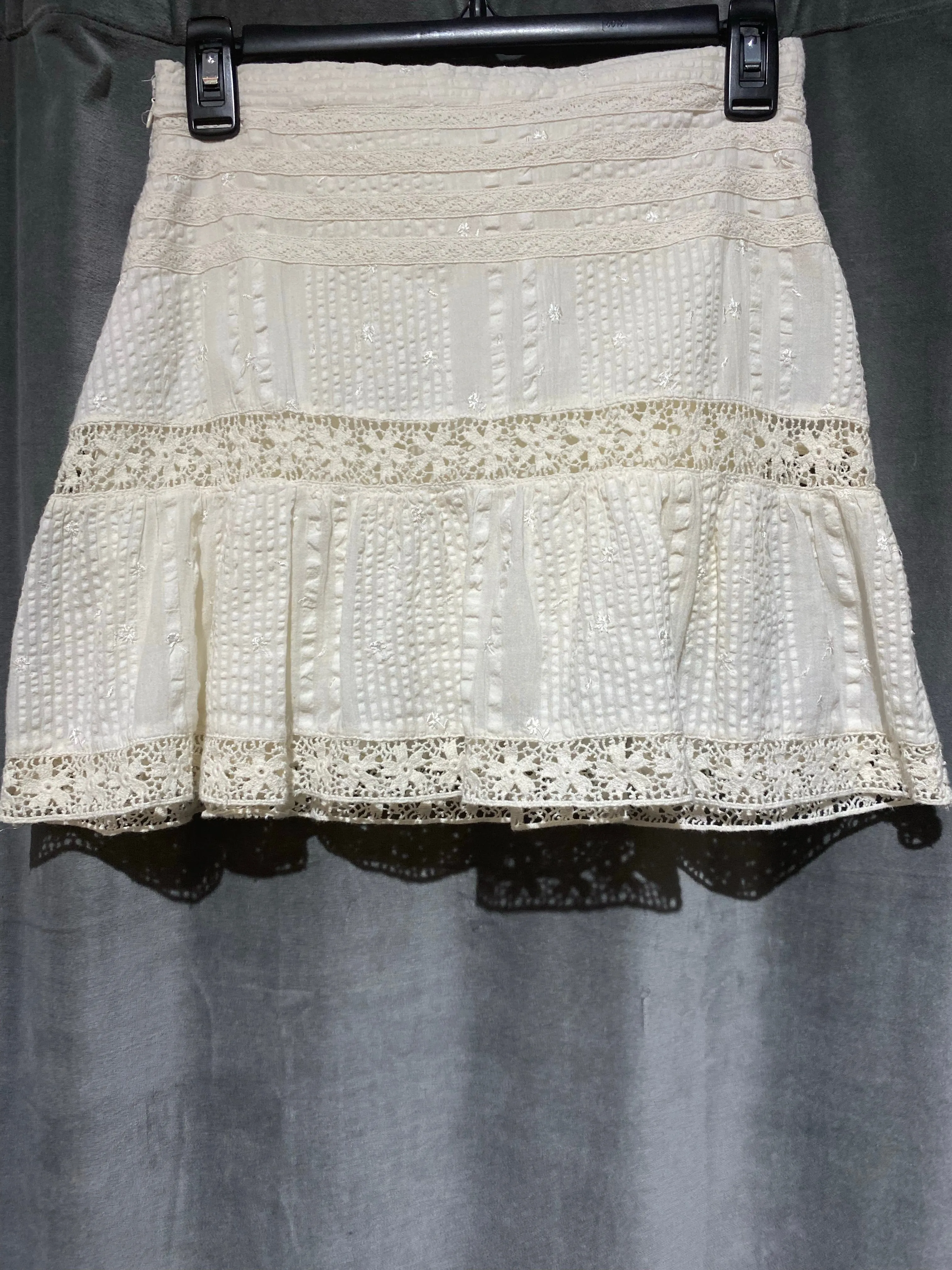 Love Shack Fancy Ivory Eyelet FLare Mini Skirt