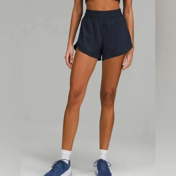 Lululemon Navy Track That High-Rise LinedShort 3&quot; Size 4