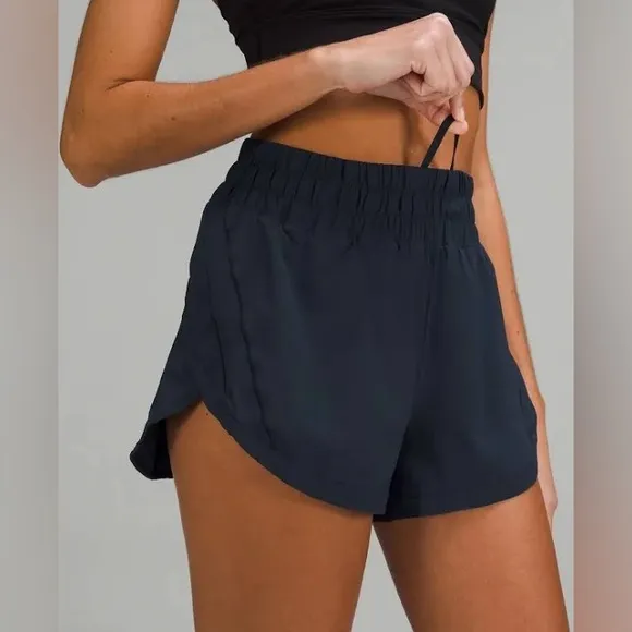 Lululemon Navy Track That High-Rise LinedShort 3&quot; Size 4