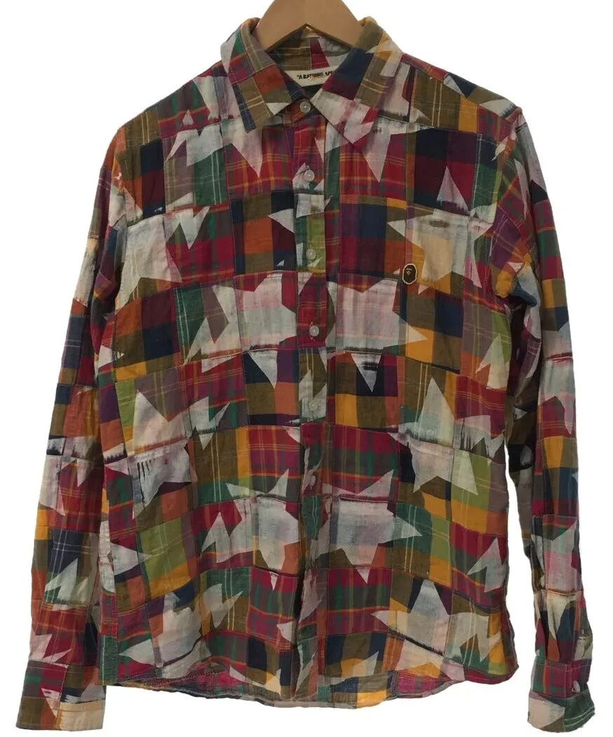 [M] A Bathing Ape Bape Patchwork Plaid L/S Shirt B