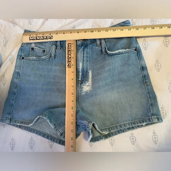 Marissa‎ Webb high waisted denim jean shorts light wash distressed women size 28