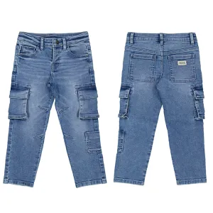 Mayoral Boys Cargo Denim Pants - Medium Wash