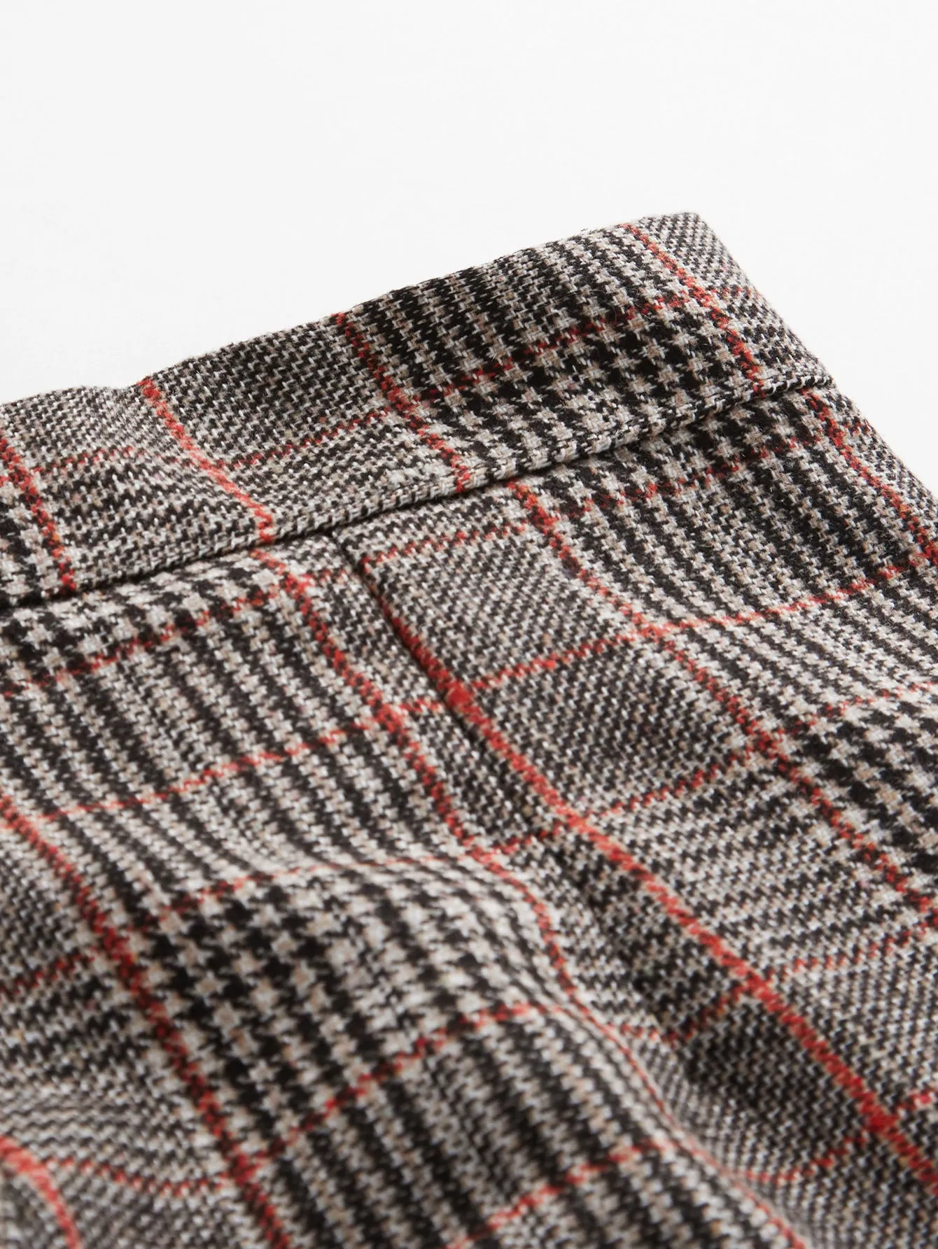 Mid Length Mini Plaid Zip Back Skirt