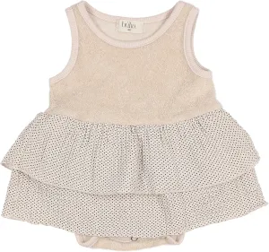MINI DOTS COMBI DRESS - ROSE