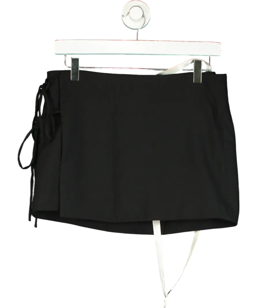 Mistress Rocks Black Side-tie Slim-fit Cotton Mini Skirt UK M
