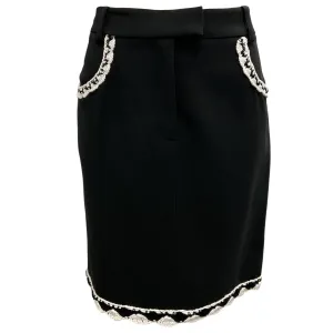 Moschino Couture Black / White 2022 Crochet Trim Crepe Skirt