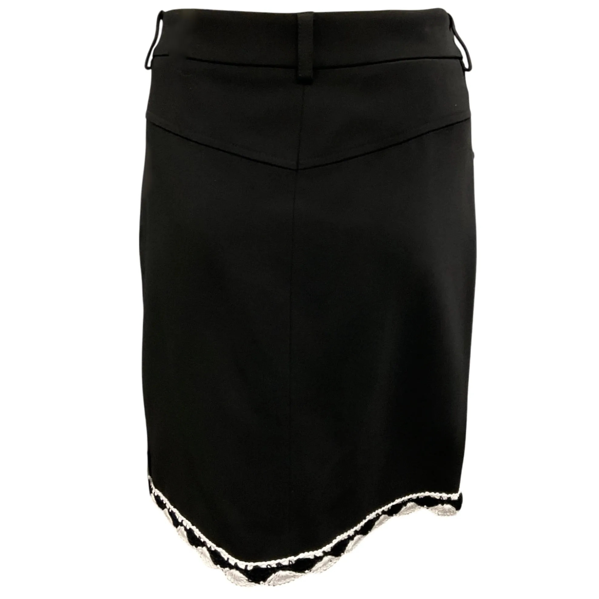 Moschino Couture Black / White 2022 Crochet Trim Crepe Skirt
