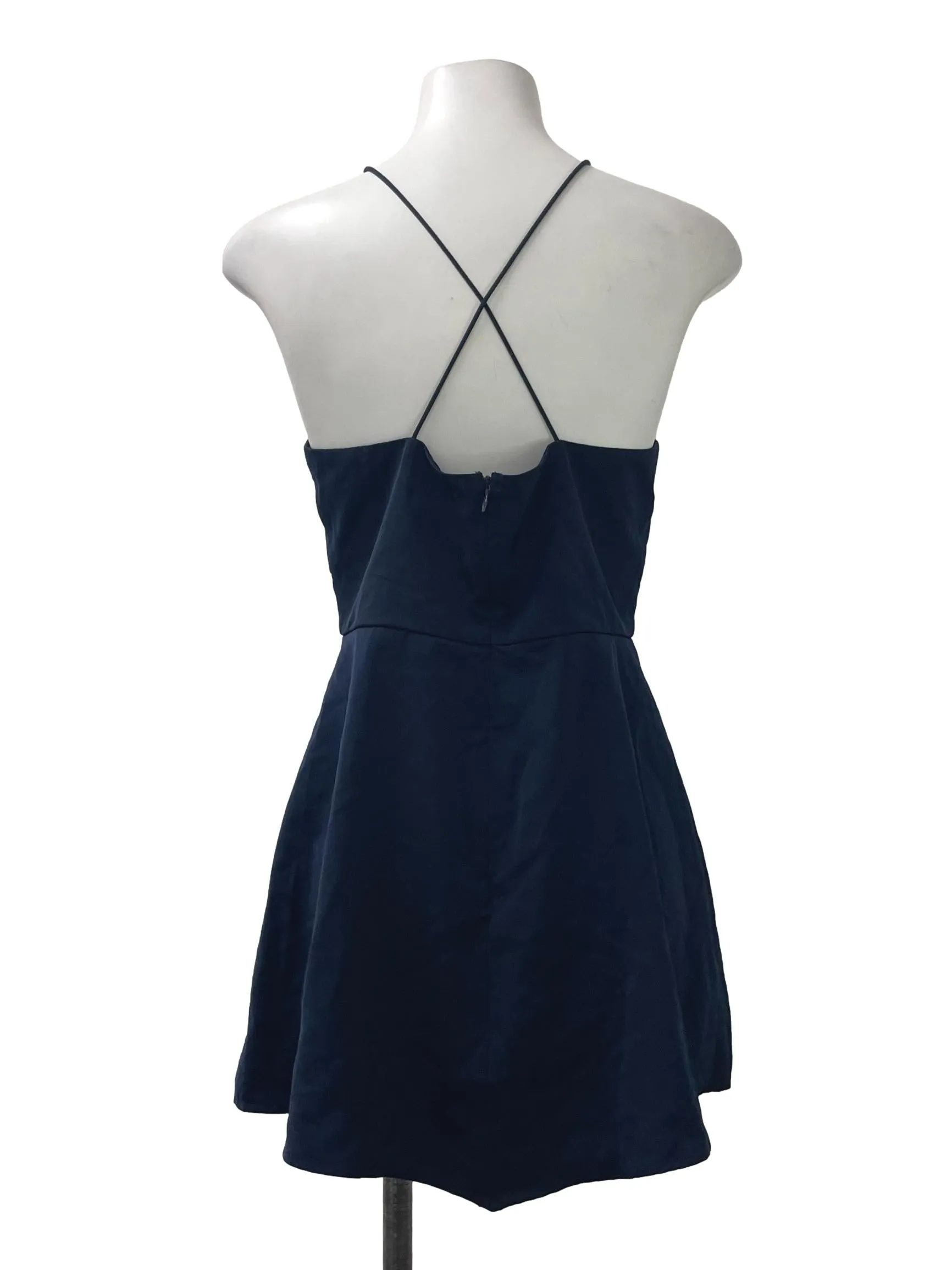 Navy High Neck Twist Dress