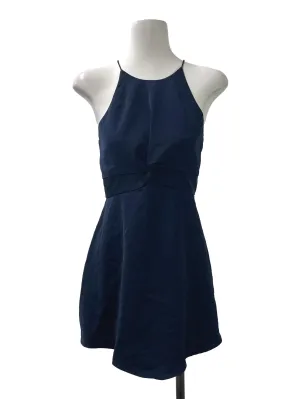 Navy High Neck Twist Dress