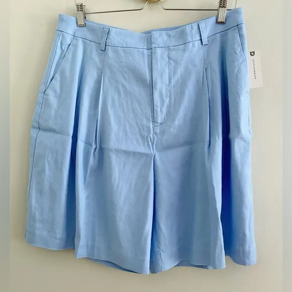 NEW Anthropologie The Avery Pleated Shorts by Maeve size 10 BLUE color