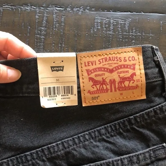 NEW Levi’s 501 Black Jean Shorts Size 30 Distressed Frayed Hem High Rise Cotton