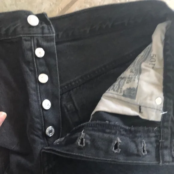 NEW Levi’s 501 Black Jean Shorts Size 30 Distressed Frayed Hem High Rise Cotton