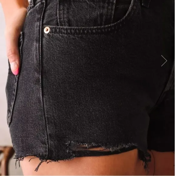 NEW Levi’s 501 Black Jean Shorts Size 30 Distressed Frayed Hem High Rise Cotton