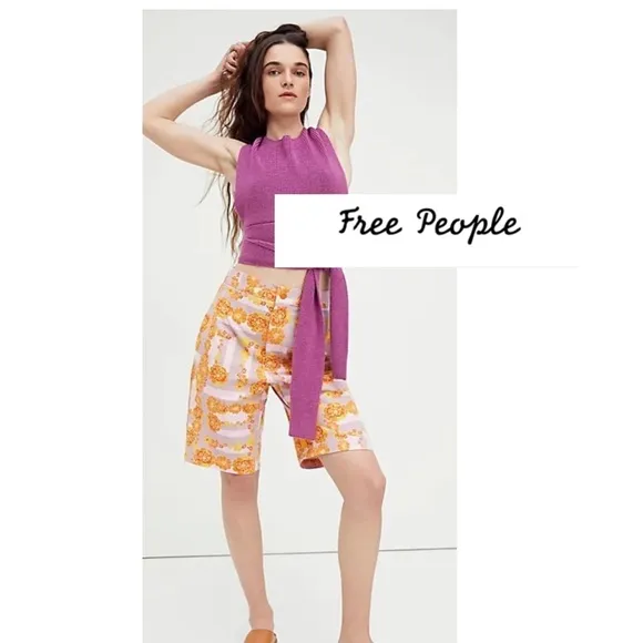 NWOT Free People Size 10 Sun in My EyeLavender Fields Bermuda shorts High rise