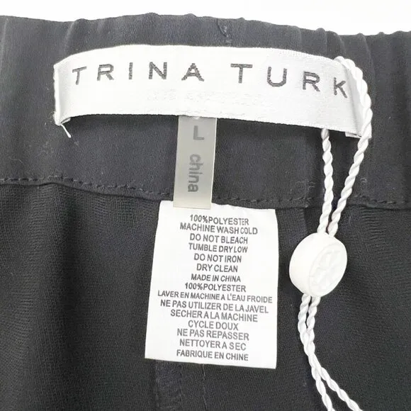 NWOT Trina Turk Bubbly Ladder Stitch Pull On Shxorts. Black. Size L