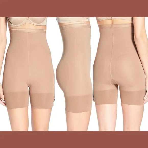 NWT $88 Item M6 High Waisted Shorty Shaping Shorts Carmel Nude [SZ‎ Large ]
