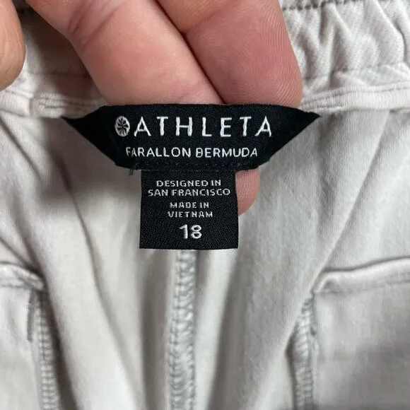 NWT Athleta Ferallon Bermuda Shorts Women's 18 White Mid Rise Drawstring Casual