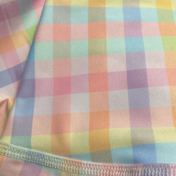 NWT- Beyond Yoga Pastel Gingham High-Waisted Biker Shorts-Size Small