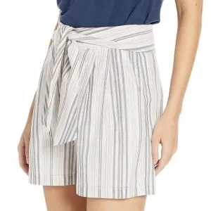 NWT CeCe high waist shorts lined ivory gray striped metallic Sz 6