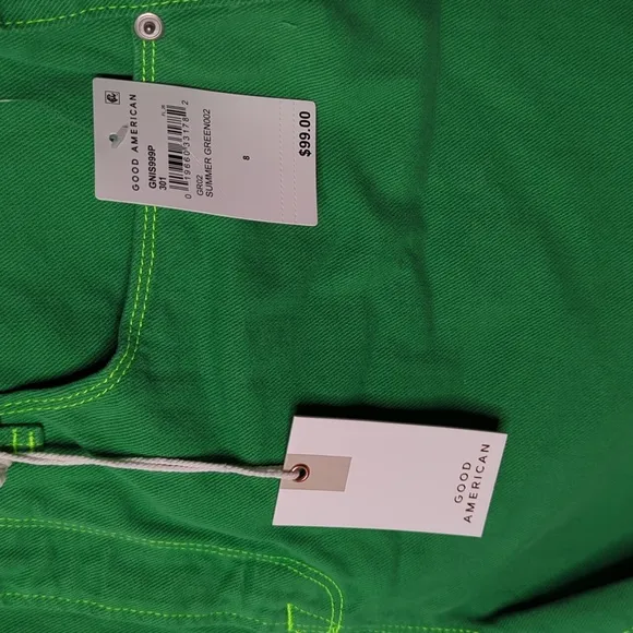 NWT good american 90's high waist green summer shorts