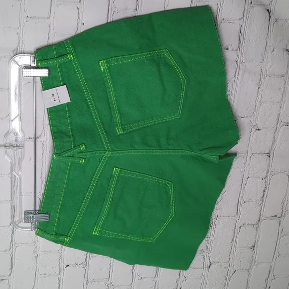 NWT good american 90's high waist green summer shorts