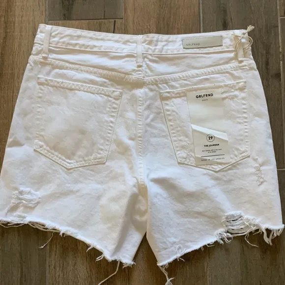 NWT GRLFRND High Waist White Distressed Shorts 29