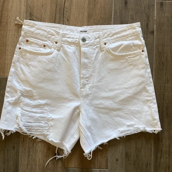 NWT GRLFRND High Waist White Distressed Shorts 29