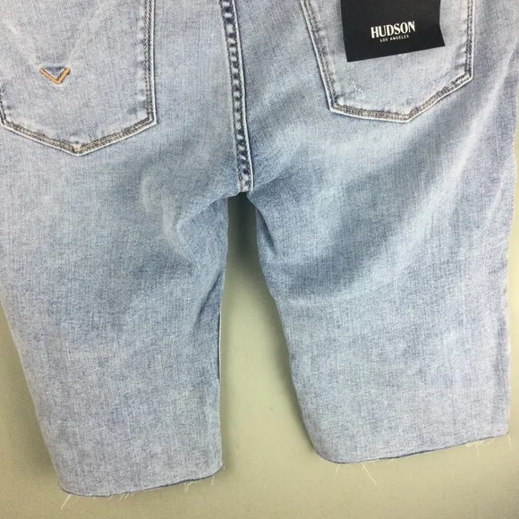NWT Hudson Amelia Distressed Cutoff New Dawn Denim Mid-Rise Bermuda Shorts Sz 28