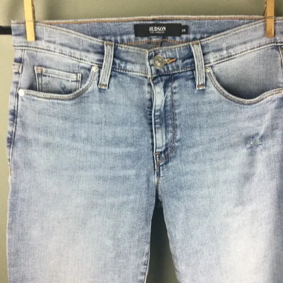 NWT Hudson Amelia Distressed Cutoff New Dawn Denim Mid-Rise Bermuda Shorts Sz 28