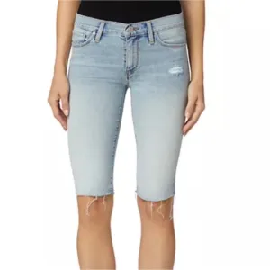 NWT Hudson Amelia Distressed Cutoff New Dawn Denim Mid-Rise Bermuda Shorts Sz 28