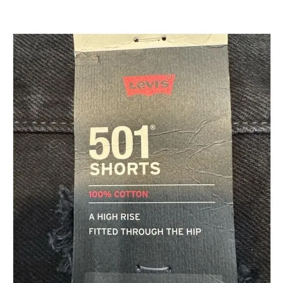 NWT LEVI'S 501 Distressed 5 Pocket High Rise Black Shorts Size 31