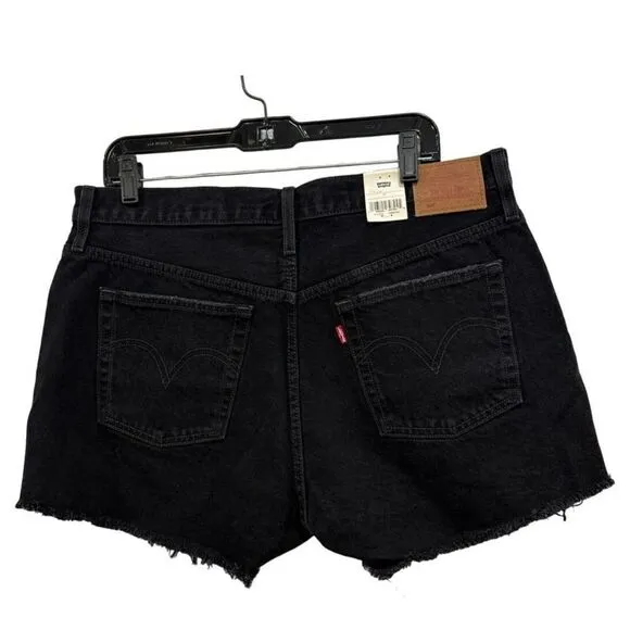 NWT LEVI'S 501 Distressed 5 Pocket High Rise Black Shorts Size 31