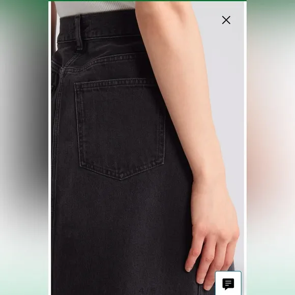 NWT Madewell Raw Hem Mid-rise Midi Skirt-  25 - Black
