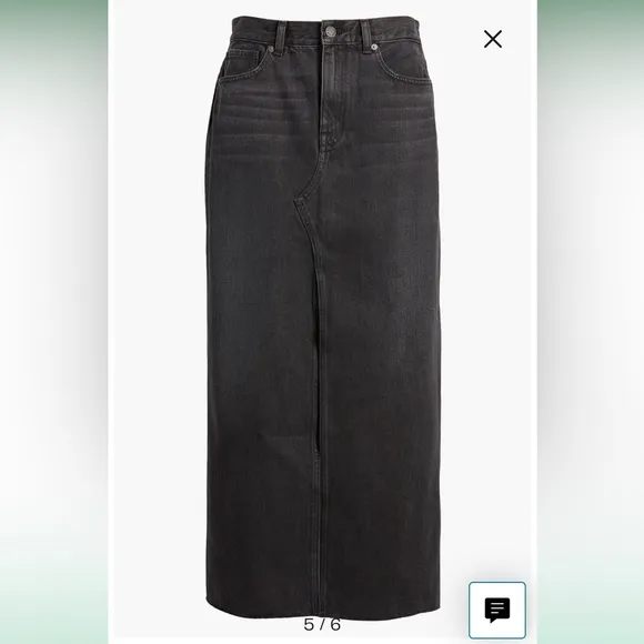 NWT Madewell Raw Hem Mid-rise Midi Skirt-  25 - Black