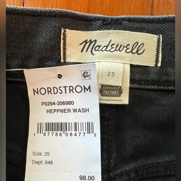 NWT Madewell Raw Hem Mid-rise Midi Skirt-  25 - Black
