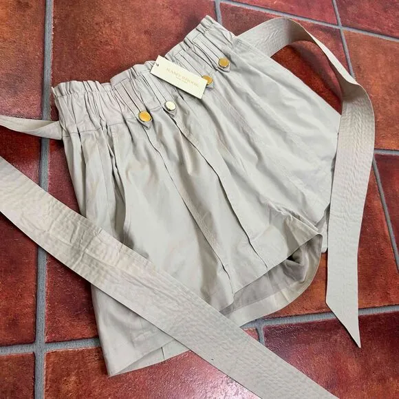 NWT Ramy Brook Sandstone Tie Belt Paperbag Zaydie Shorts Size 6