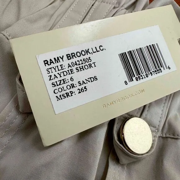 NWT Ramy Brook Sandstone Tie Belt Paperbag Zaydie Shorts Size 6